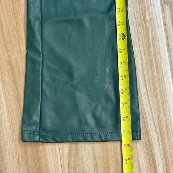 Forever 21 Dark Green Faux Leather Green Pants NWT Bootcut Size Medium Regular - Picture 7 of 13